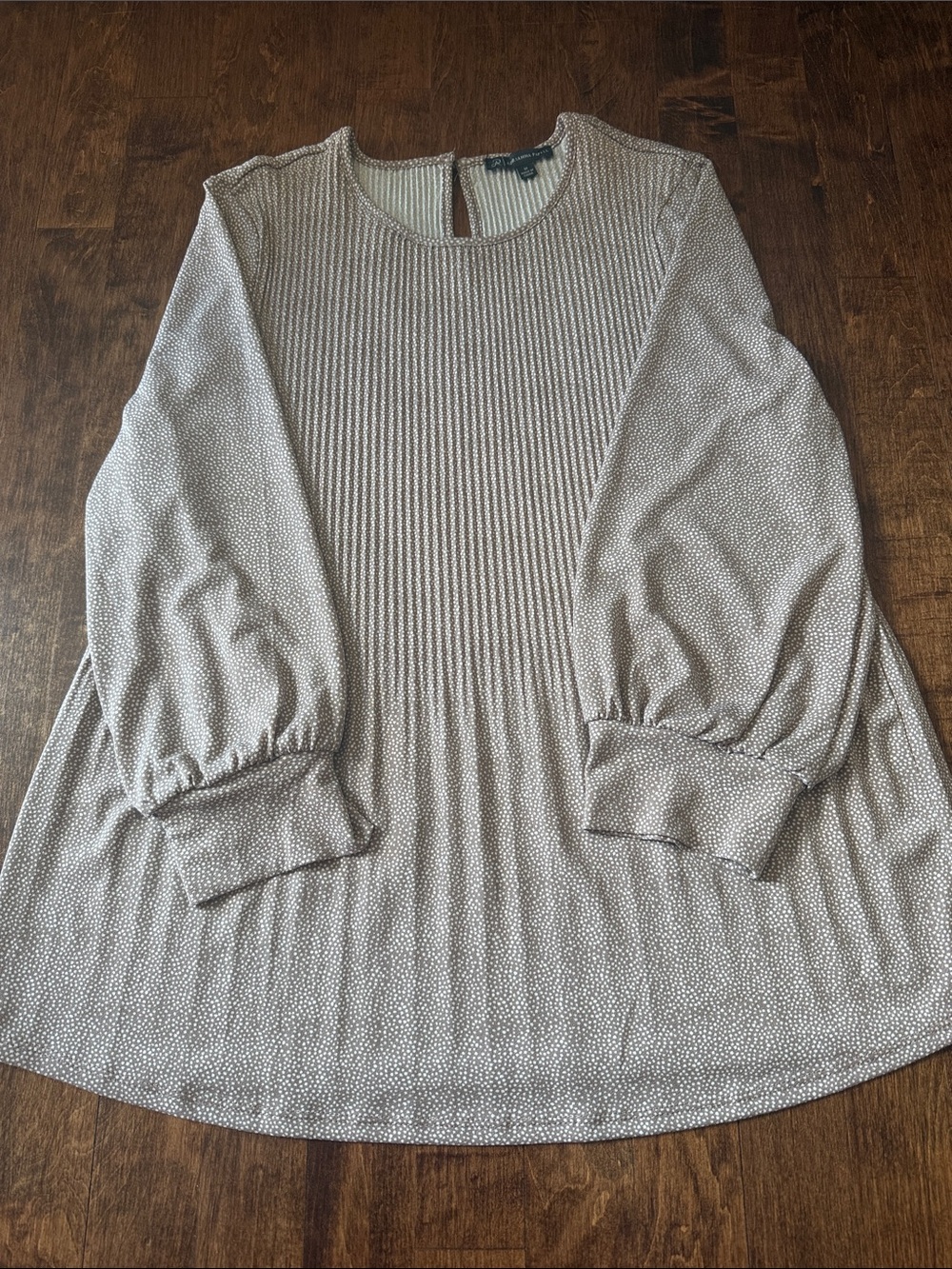 Adrianna Papell Taupe Microdot Balloon-Sleeve Tunic